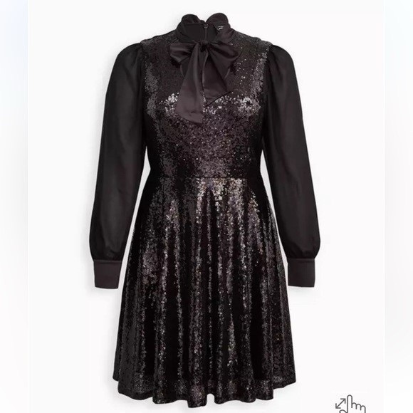 Torrid x Sylvia Mollie - Black Mesh Sequin Mini Dress 30W - Picture 2 of 4